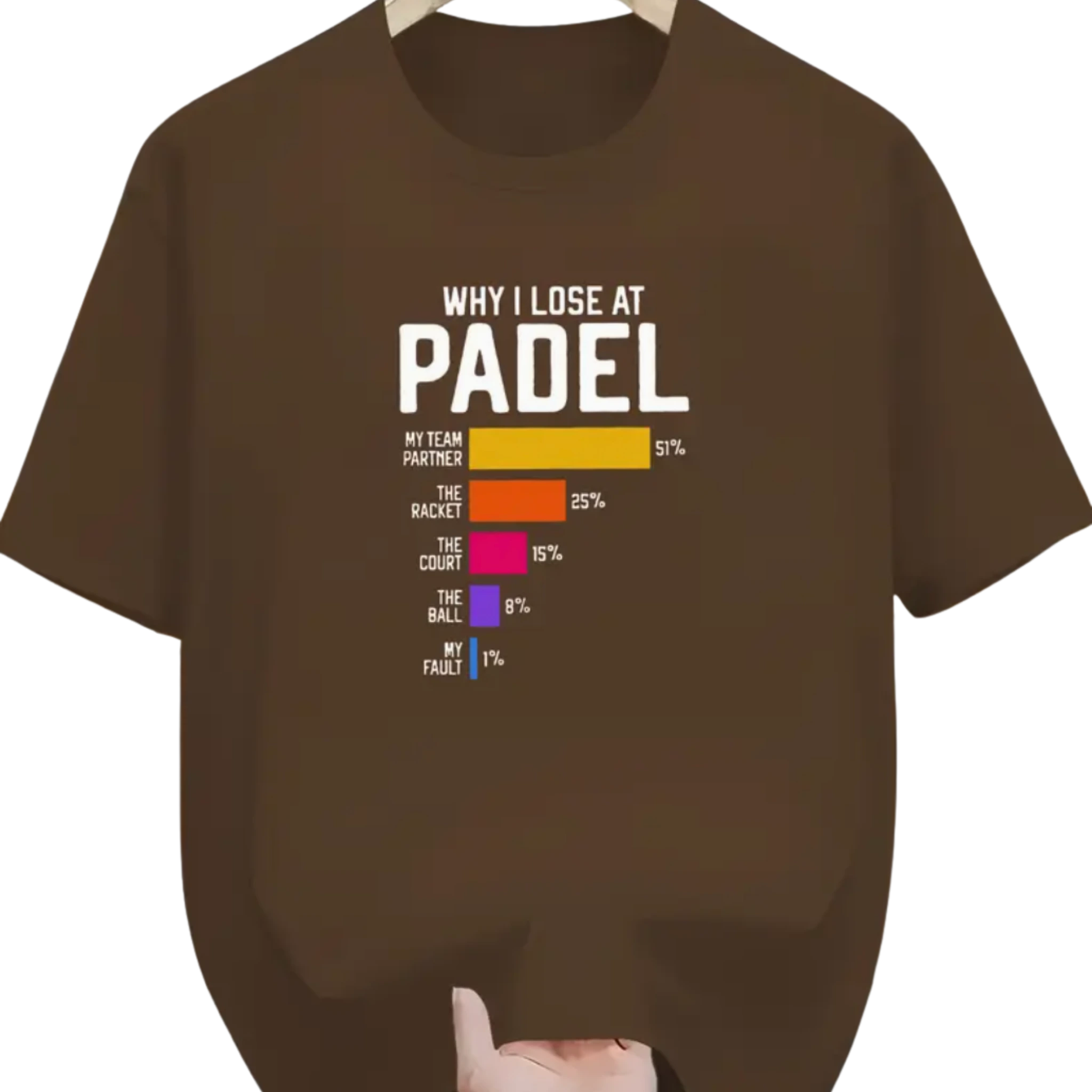 Padel_T-Shirt_Why_I_lose_at_Padel_braun