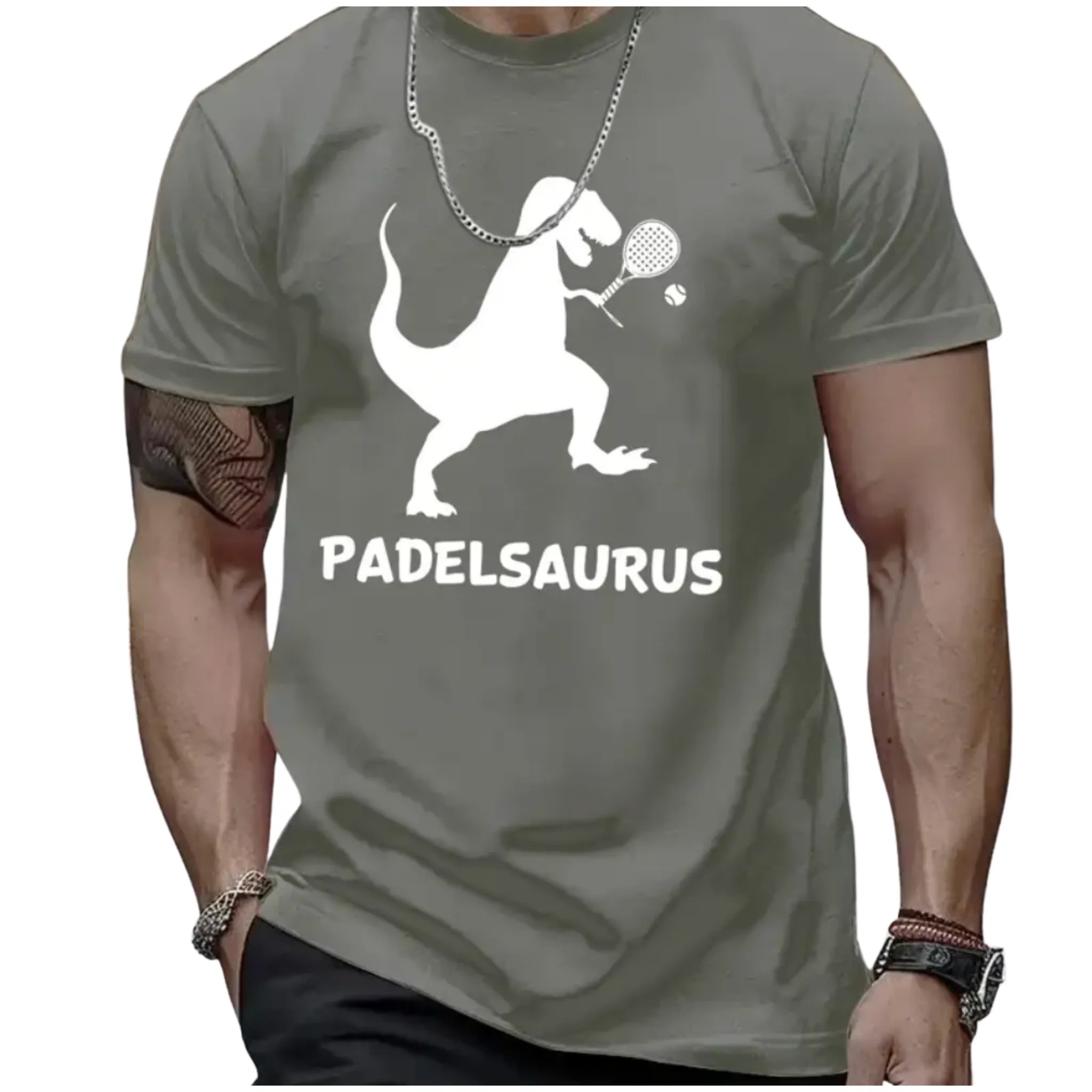 Padel_T-Shirt_Why_Padelsaurus_gruen