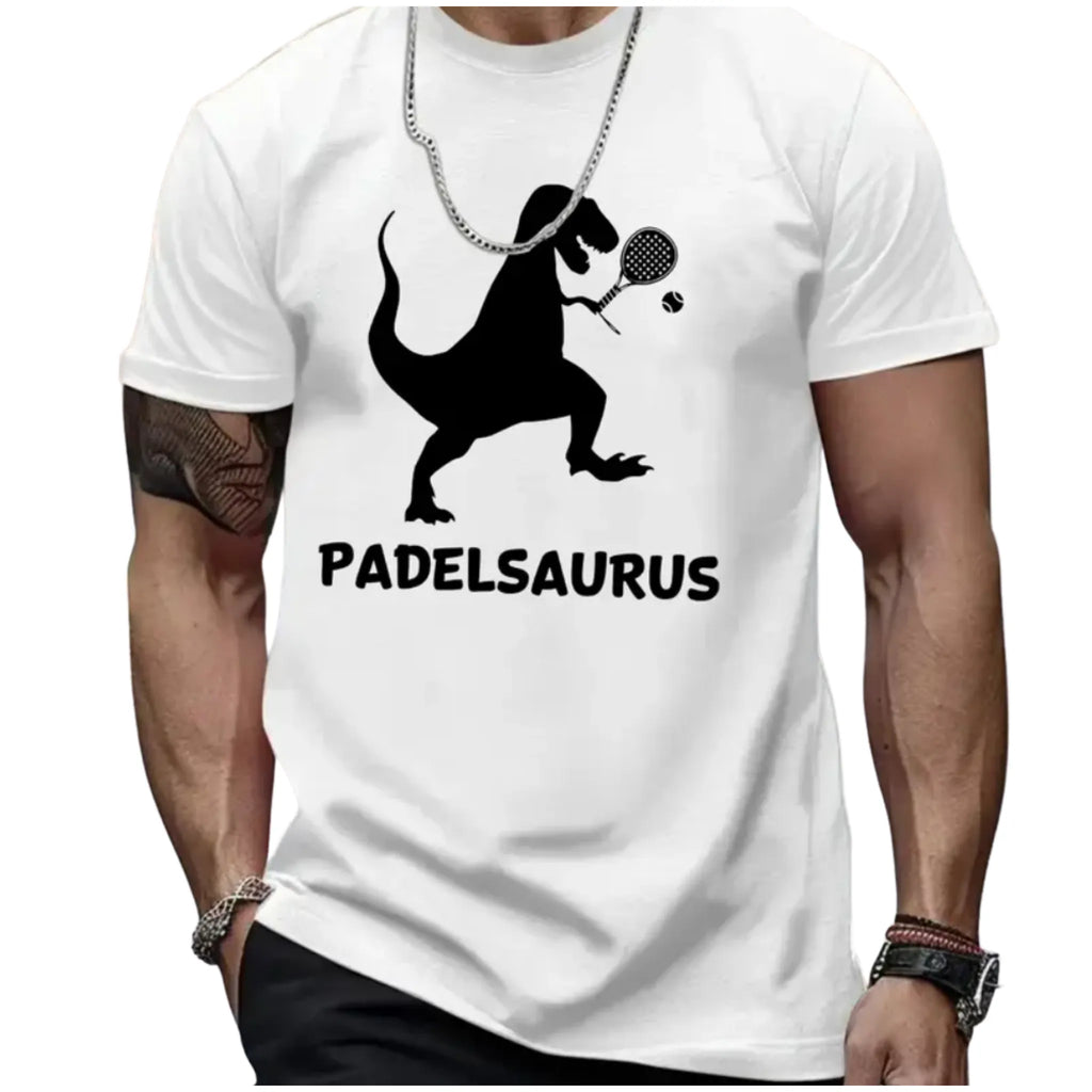 Padel_T-Shirt_Why_Padelsaurus_weiss